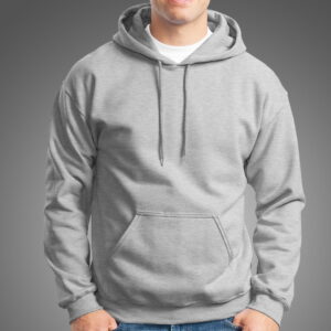 Gray Melange 100 % Cotton Basic Hoodie For Boys