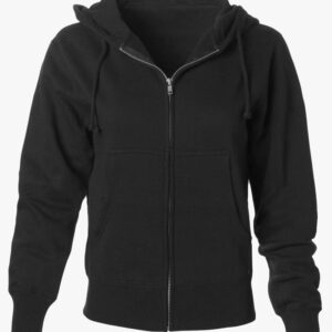 Black Color Full Zipper Women Cotton Hoodies