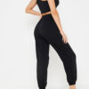Black High Waist Loopback Joggers for Girls