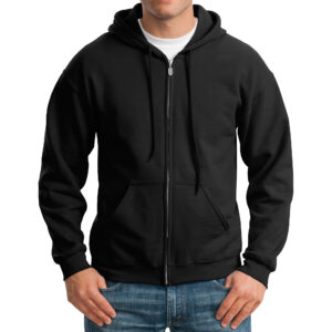 Men's Basic Long Sleeve Full Zip Black Hoodies