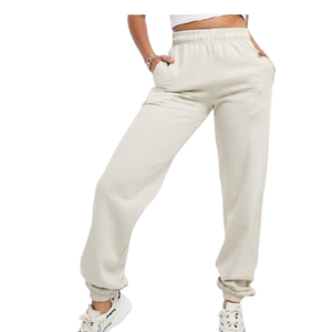 Off White Colour Plain Joggers Pant For Girls