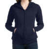Women's Basic Navy Blue Long Sleeve Zipper Hoodies