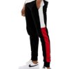 Male Black Summer Jogger with White & Red Thick Stripe