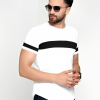 Men T-Shirt White Colour & Black Striped