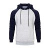 Raglan Grey Melange Hoodie With Navy Blue Sleeve