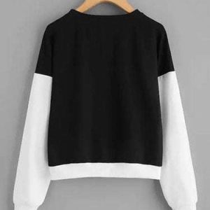 Black Color Sweatshirt With White Sleeves