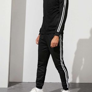 Black Tracksuit with White Stripe for Men