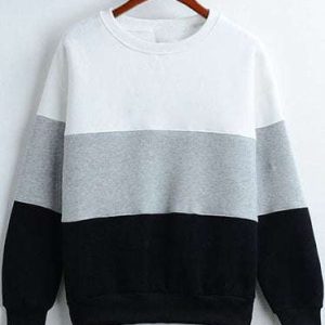 Grey Melange Sweatshirt With White And Black Color