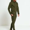 Khaki Block Hooded Mens Tracksuits