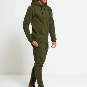Khaki Block Hooded Mens Tracksuits