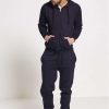 Navy Blue Fleece Jogging Pocket Bottom Basic Tracksuits For Men’s