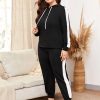 Plus Side Seam Drawstring Hoodie & Sweatpants PJ Set